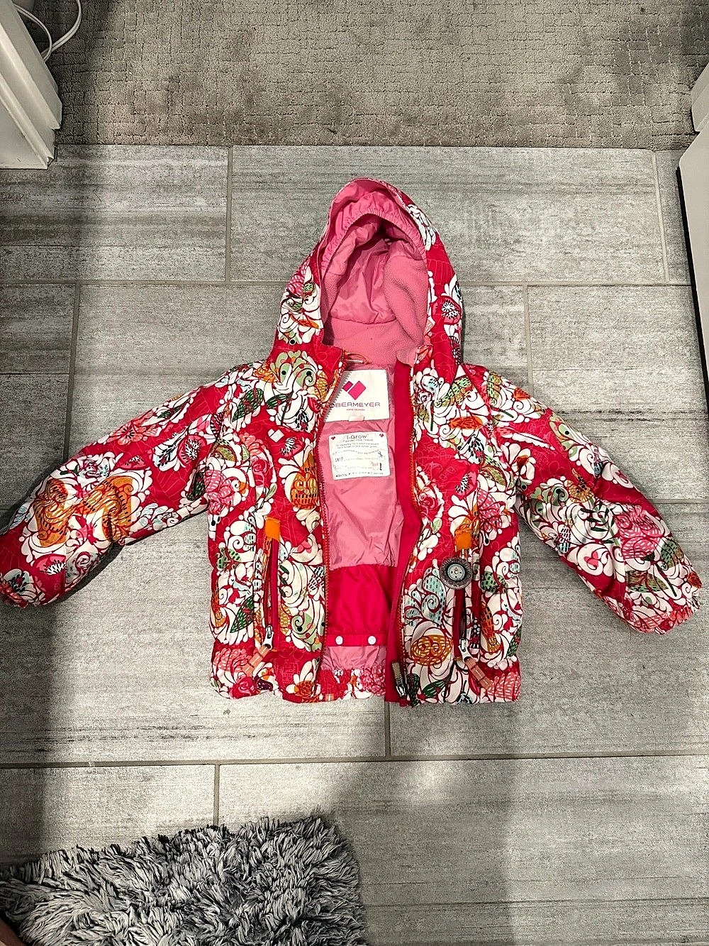 Obermeyer I-Grow Floral Ski Jacket Pink & Red Size 4
